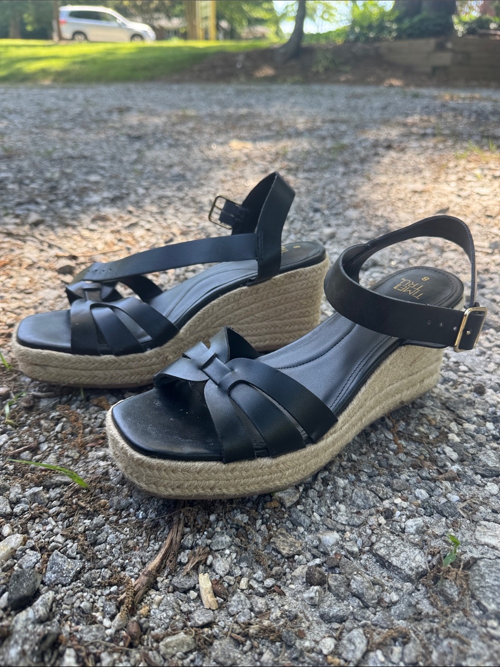 Black Wedge Espadrille Sandals - Women's Summer Platform Heels